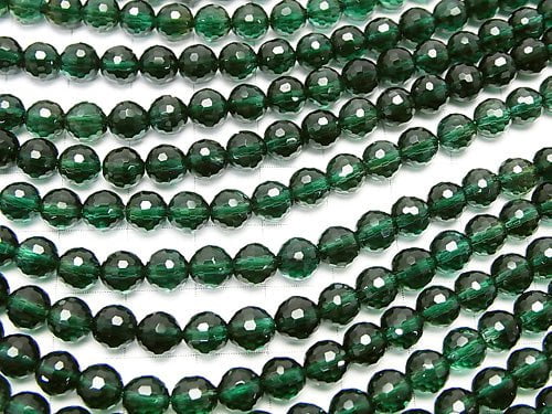 Green Quartz 128 Faceted Round 6 mm half or 1 strand beads (aprx.15 inch / 36 cm)