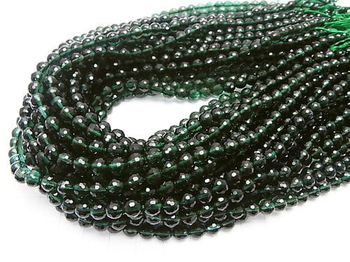 Green Quartz 128 Faceted Round 6 mm half or 1 strand beads (aprx.15 inch / 36 cm)