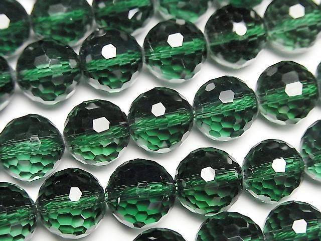 [Video] High Quality! Green Quartz 128-Faceted Round 10mm half or 1-strand beads (approx. 15 inches/36 cm)