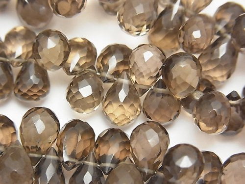 Drop, Faceted Briolette, Smoky Quartz Gemstone Beads