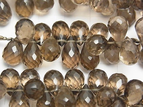 High Quality Smoky Quartz AAA Drop  Faceted Briolette  1/4 or 1strand beads (aprx.7inch/18cm)