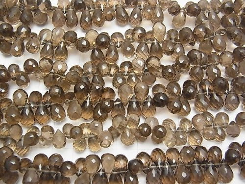 High Quality Smoky Quartz AAA Drop  Faceted Briolette  1/4 or 1strand beads (aprx.7inch/18cm)