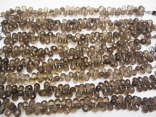 High Quality Smoky Quartz AAA Drop  Faceted Briolette  1/4 or 1strand beads (aprx.7inch/18cm)