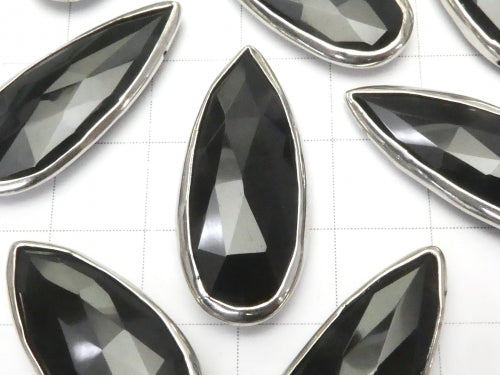 Onyx AAA Silver Color Bezel Setting Pear shape Faceted Briolette 1pc $11.79