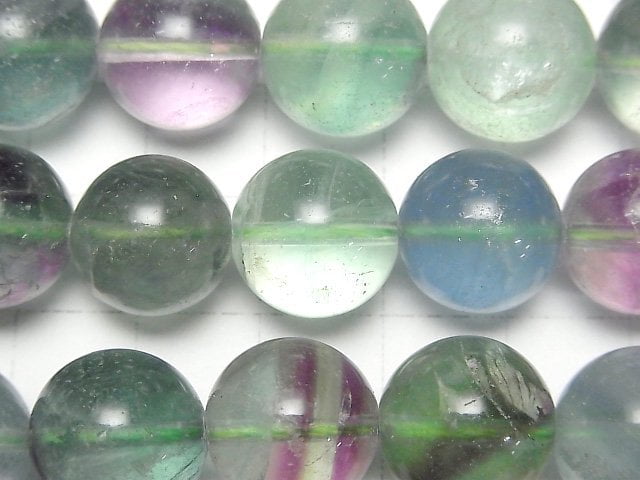 [Video] Multicolor Fluorite AA + Round 14 mm (-13 mm) half or 1 strand beads (aprx.15 inch / 36 cm)