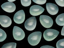 [Video] Sea Blue Chalcedony AAA Pear shape Cabochon 14x10mm 3pcs