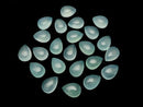 [Video] Sea Blue Chalcedony AAA Pear shape Cabochon 14x10mm 3pcs
