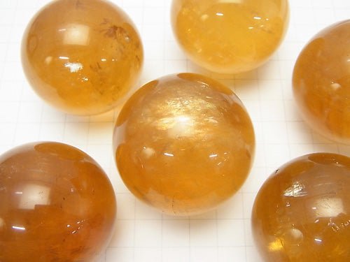 [Video] Yellow Calcite Sphere Round 41-45mm 1pc