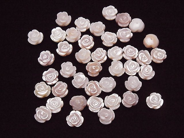 [Video] High Quality Pink Shell Rose [6mm] [8mm] [10mm] [Half Drilled Hole] 2pcs