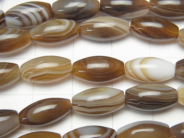 Brown Stripe Agate Rice 12x6x6mm 1strand beads (aprx.15inch / 36cm)