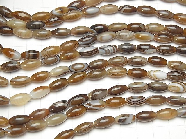 Brown Stripe Agate Rice 12x6x6mm 1strand beads (aprx.15inch / 36cm)