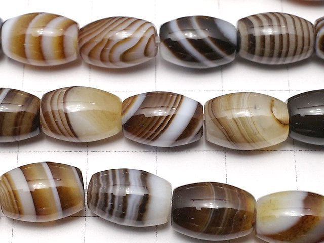 [Video]Brown Stripe Agate Rice 12x8x8mm 1strand beads (aprx.15inch/36cm)