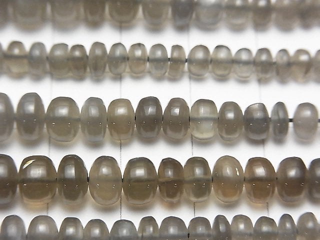 [Video] High Quality Gray Moonstone AAA Roundel half or 1strand beads (aprx.15 inch / 38 cm)