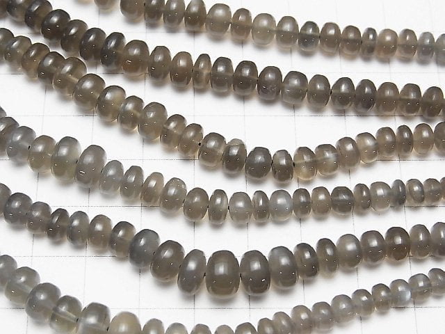 [Video] High Quality Gray Moonstone AAA Roundel half or 1strand beads (aprx.15 inch / 38 cm)