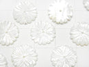 [Video] High Quality White Shell (Silver-lip Oyster) AAA Flower (Margaret) [8mm][10mm][12mm] Center Hole 4pcs