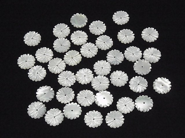 [Video] High Quality White Shell (Silver-lip Oyster) AAA Flower (Margaret) [8mm][10mm][12mm] Center Hole 4pcs
