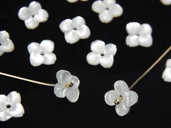 [Video] High Quality White Shell AAA Flower (4pcs Flower) [6mm][8mm][10mm] Center Hole 4pcs