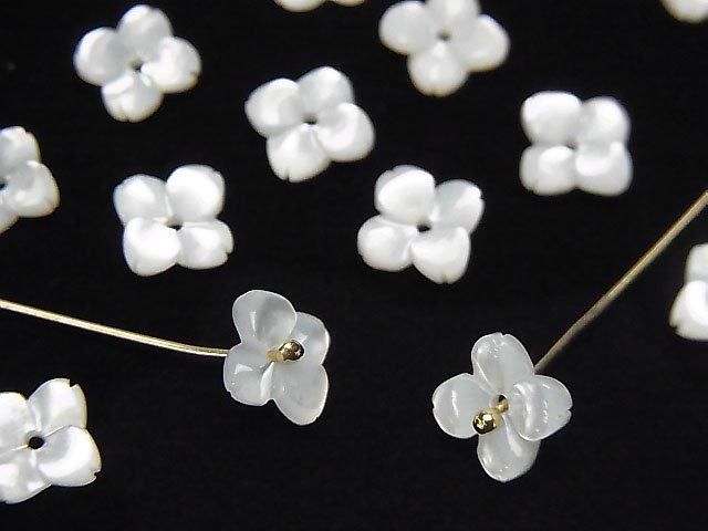 [Video] High Quality White Shell AAA Flower (4pcs Flower) [6mm][8mm][10mm] Center Hole 4pcs