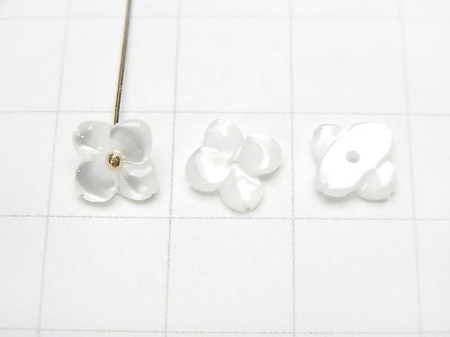 [Video] High Quality White Shell AAA Flower (4pcs Flowers) [6mm][8mm][10mm] Center Hole 4pcs