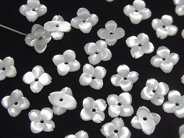 [Video] High Quality White Shell AAA Flower (4pcs Flowers) [6mm][8mm][10mm] Center Hole 4pcs