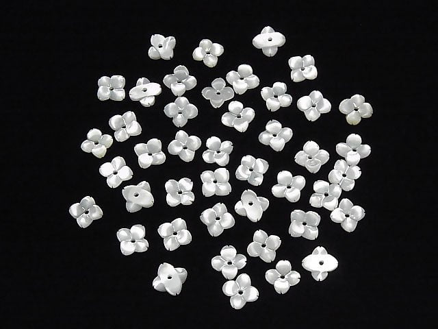 [Video] High Quality White Shell AAA Flower (4pcs Flowers) [6mm][8mm][10mm] Center Hole 4pcs