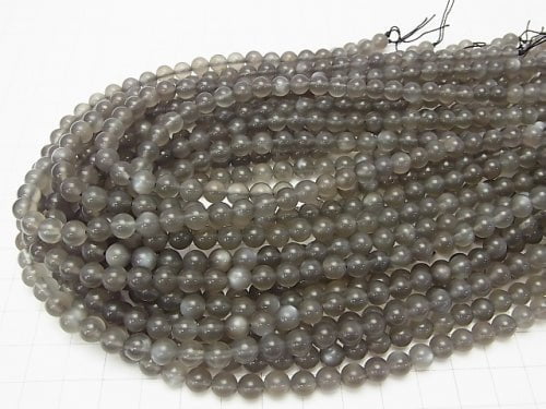 Gray Moonstone AAA - Round 6 mm half or 1 strand beads (aprx. 15 inch / 38 cm)