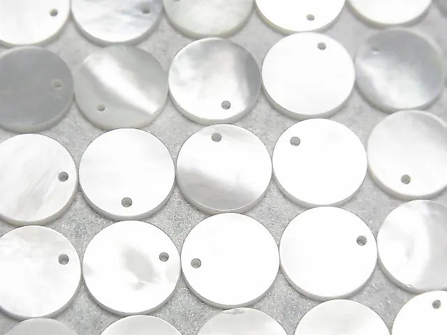 High Quality White Shell (Silver-lip Oyster) AAA Coin Shape [8mm][10mm][12mm][15mm] 2pcs
