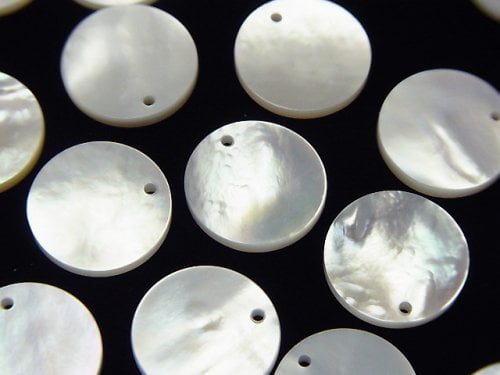 High Quality White Shell (Silver-lip Oyster) AAA Coin Shape [8mm][10mm][12mm][15mm] 2pcs