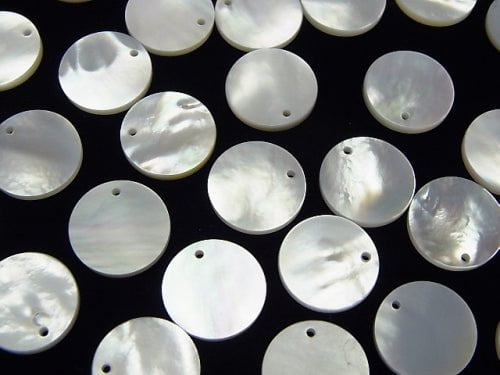 High Quality White Shell (Silver-lip Oyster) AAA Coin Shape [8mm][10mm][12mm][15mm] 2pcs