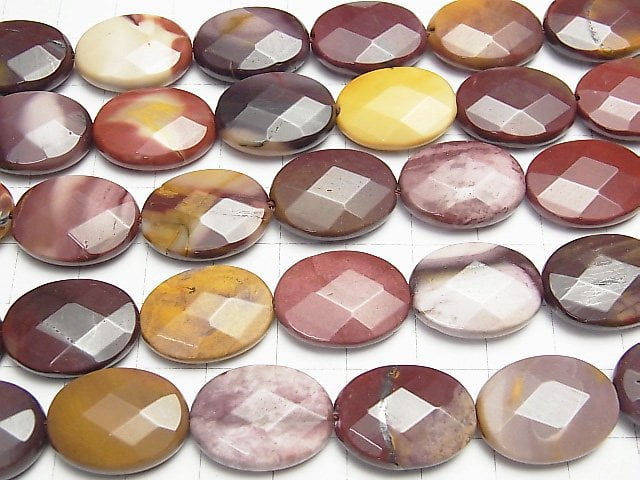 [Video] Mookaite Faceted Oval 20x15mm half or 1strand beads (aprx.14inch / 35cm)