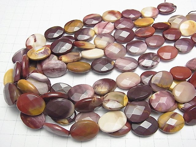 [Video] Mookaite Faceted Oval 20x15mm half or 1strand beads (aprx.14inch / 35cm)