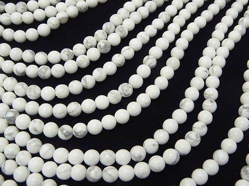 [Video] Howlite Magnesite  Round 5mm 1strand beads (aprx.15inch/38cm)