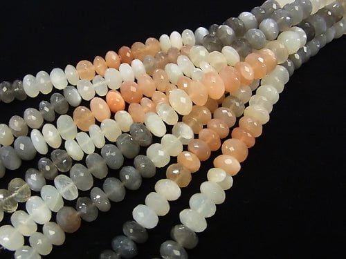 [Video] 1strand $39.99! High Quality Multicolor Moonstone AAA Faceted Button Roundel 10 x 10 x 6 mm 1strand beads (aprx.7 inch / 18 cm)