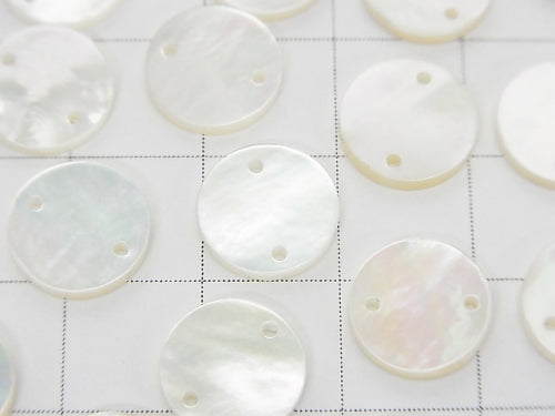 High Quality White Shell (Silver-lip Oyster) AAA 2 Hole Coin Shape [10mm][12mm] 5pcs $4.79
