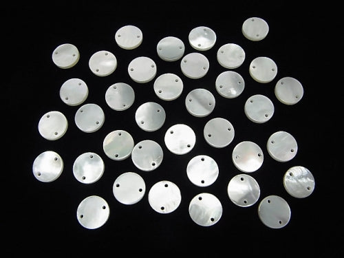 High Quality White Shell (Silver-lip Oyster) AAA 2 Hole Coin Shape [10mm][12mm] 5pcs $4.79