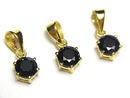 High Quality Black Sapphire AAA Round Faceted 7x6x4mm Pendant 18KGP 1pc