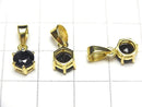 High Quality Black Sapphire AAA Round Faceted 7x6x4mm Pendant 18KGP 1pc