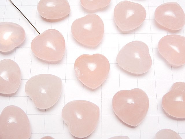 [Video] Rose Quartz AA++ Heart Half Drilled Hole 19x20x13mm 3pcs