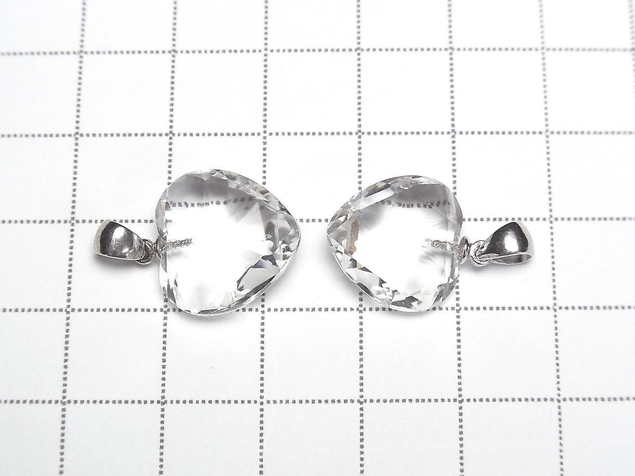 Pendentif Cœur en Cristal de Quartz AAA de Haute Qualité 14x14mm Argent 925