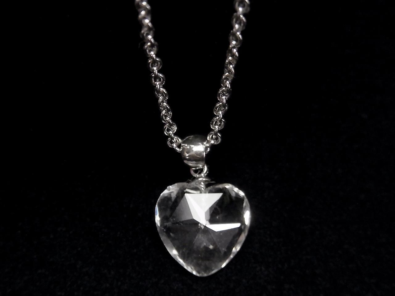 Pendentif Cœur en Cristal de Quartz AAA de Haute Qualité 14x14mm Argent 925