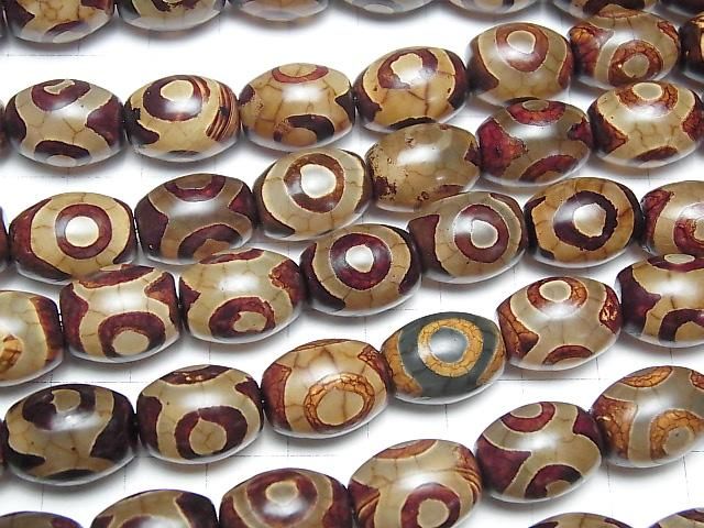 dZi Beads Rice 16x12x12mm Red Brown 1-strand beads (approx. 11 inches/28 cm)