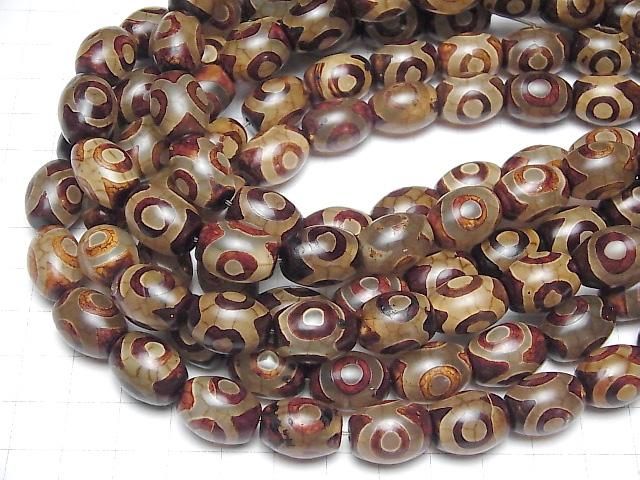 dZi Beads Rice 16x12x12mm Red Brown 1-strand beads (approx. 11 inches/28 cm)