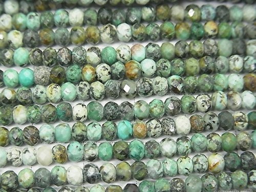 [Video]  High Quality!  African Turquoise  Faceted Button Rondelle 4x4x3mm 1strand beads (aprx.15inch/38cm)