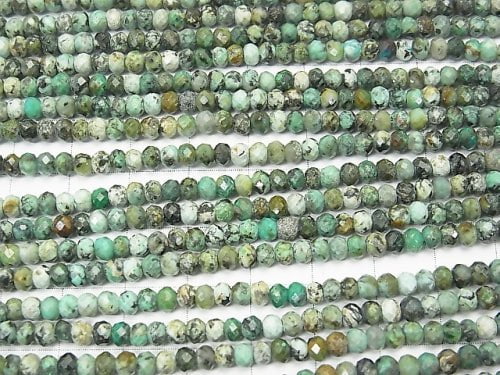 [Video]  High Quality!  African Turquoise  Faceted Button Roundel 4x4x3mm 1strand beads (aprx.15inch/38cm)