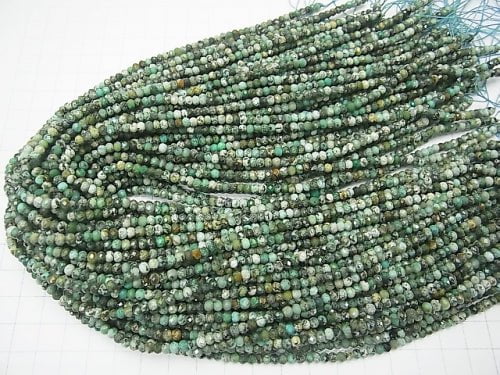 [Video]  High Quality!  African Turquoise  Faceted Button Roundel 4x4x3mm 1strand beads (aprx.15inch/38cm)