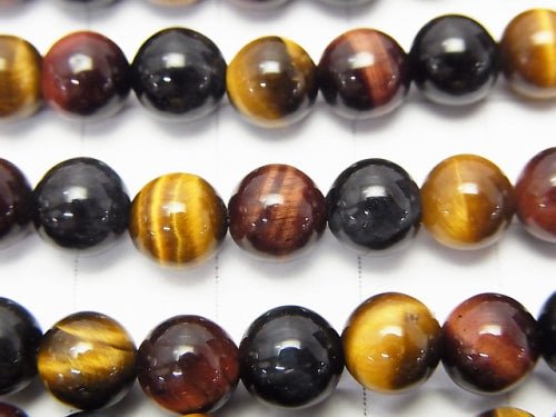 High quality Tiger's Eye AAA 3 color mix Round 6 mm half or 1 strand beads (aprx.15 inch / 38 cm)