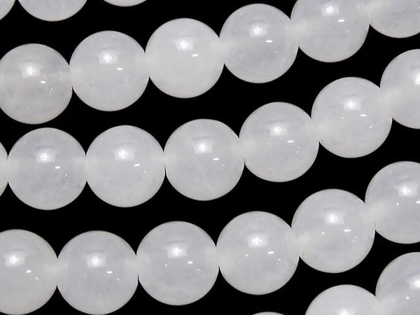 Round, White Jade Gemstone Beads