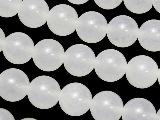 Round, White Jade Gemstone Beads