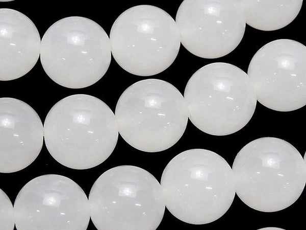 Round, White Jade Gemstone Beads