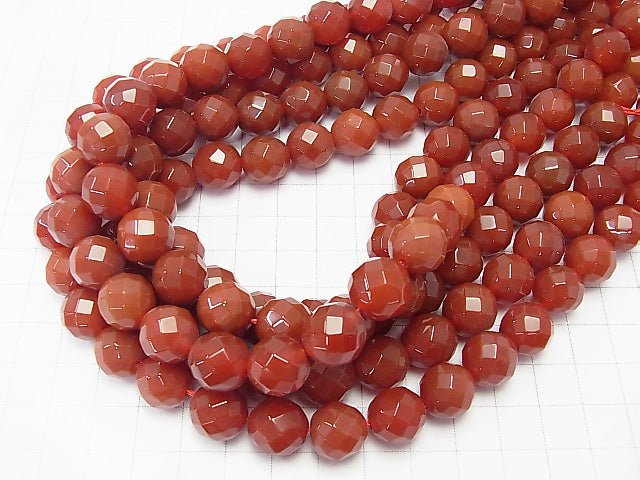 Red Agate AAA 64 Faceted Round 12 mm half or 1 strand beads (aprx. 15 inch / 37 cm)